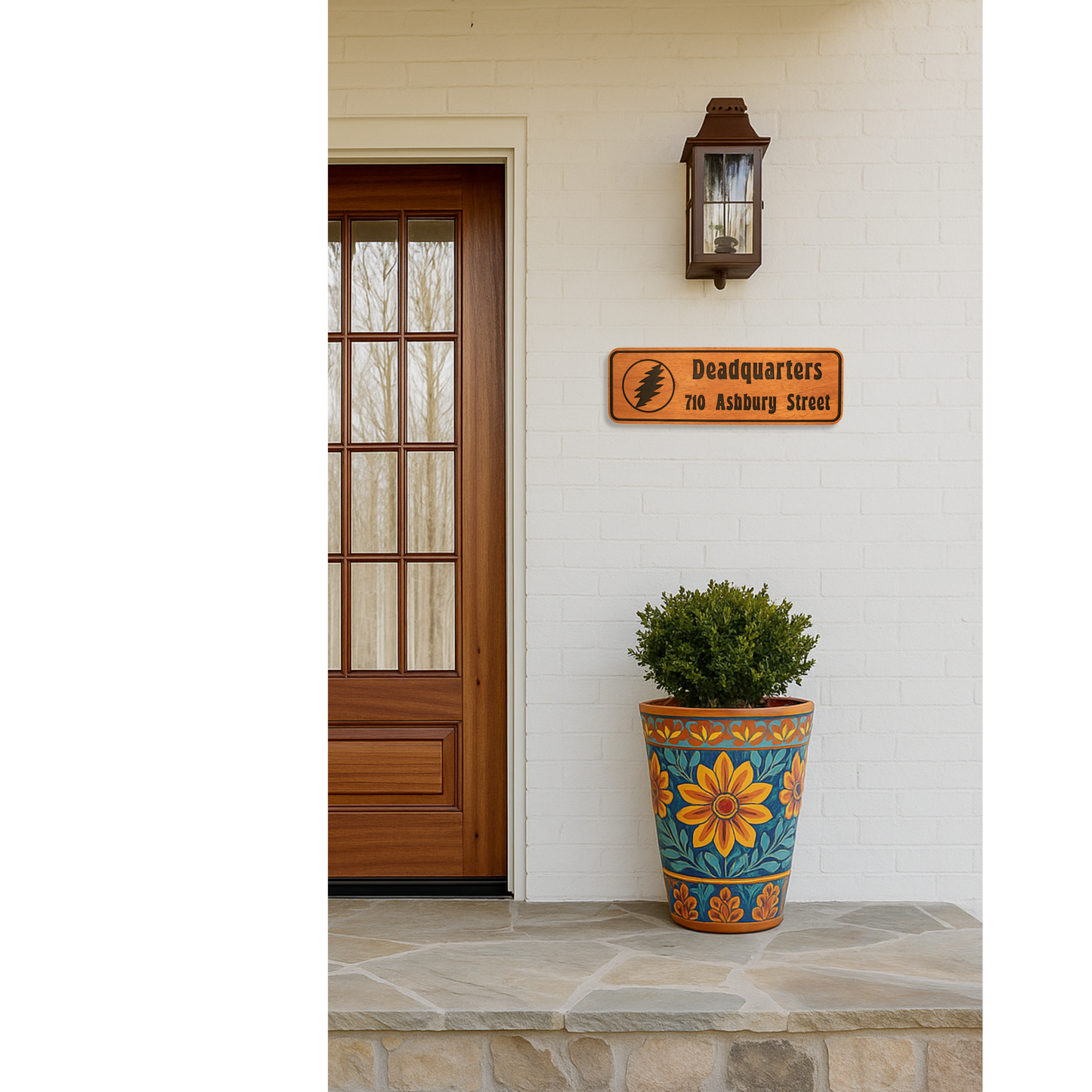Custom Wood Address Sign with Lightning Bolt