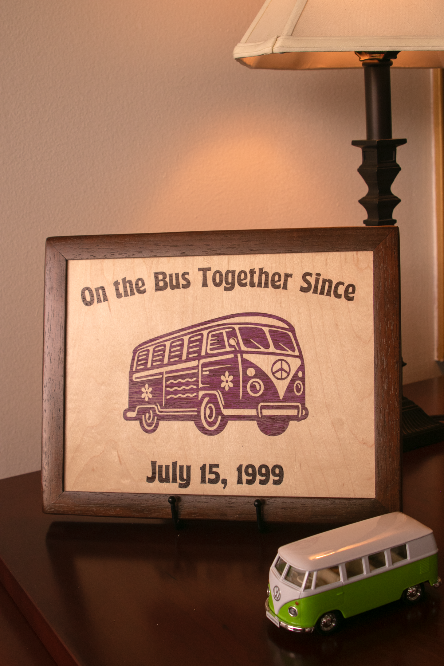 Framed Wall Art - VW Bus - Maple Base