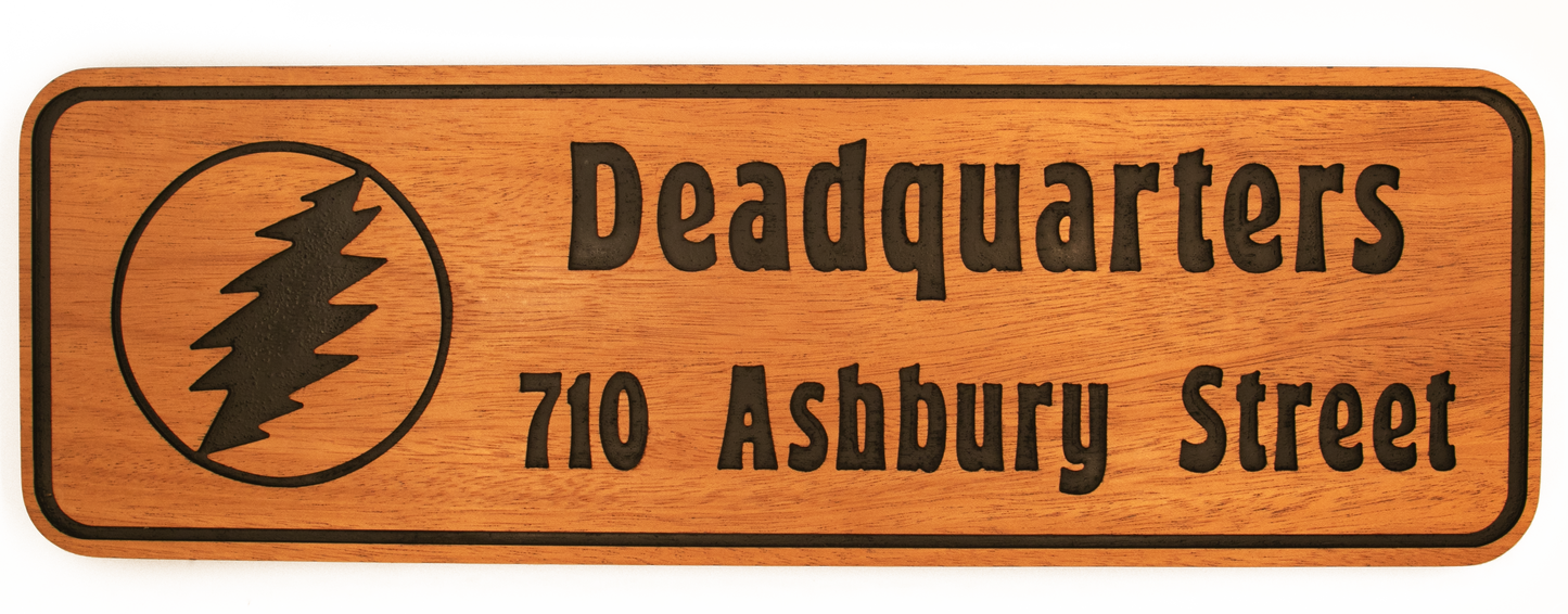 Custom Wood Address Sign with Lightning Bolt